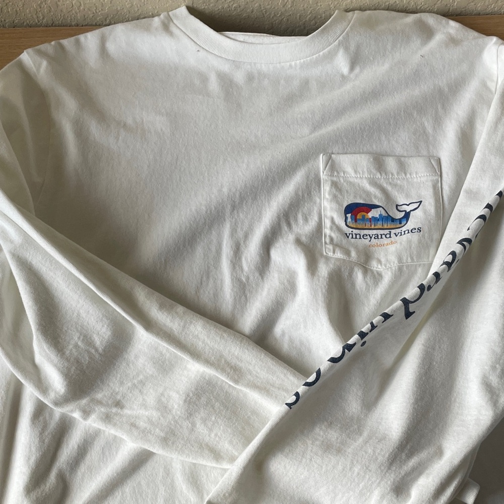 Vineyard Vines Colorado White Long Sleeve Tee with Logo